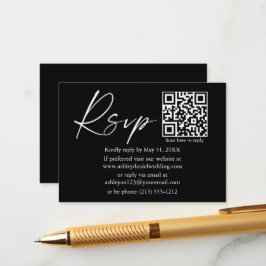 Calligraphy Ink Script QR Wedding Black UAWG Begleitkarte