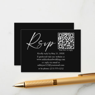 Calligraphy Ink Script QR Wedding Black UAWG Begleitkarte