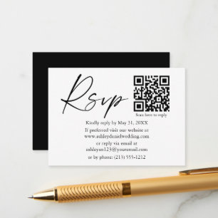 Calligraphy Ink Script Wedding QR Black UAWG Begleitkarte