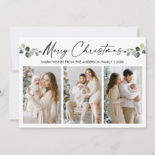 Calligraphy Ink Watercolor Eucalyptus Christmas Feiertagskarte