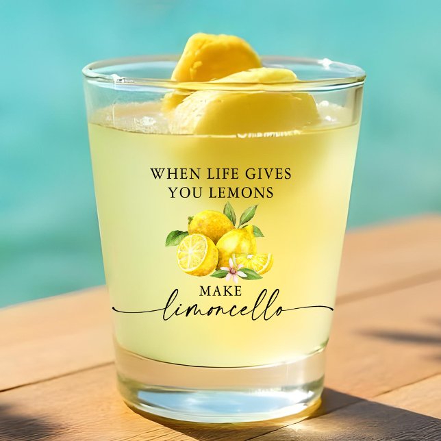Calligraphy Ink Watercolor Lemons Limoncello Schnapsglas (Customize to change your personalized text size or text style.)