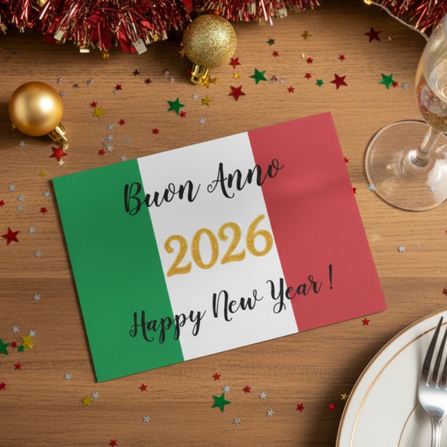 Calligraphy Italian Flag 2026 Feiertagskarte (Von Creator hochgeladen)