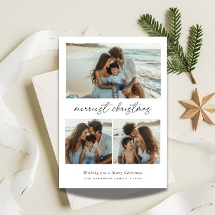 Calligraphy Merriest Christmas Family Beach Foto Feiertagskarte