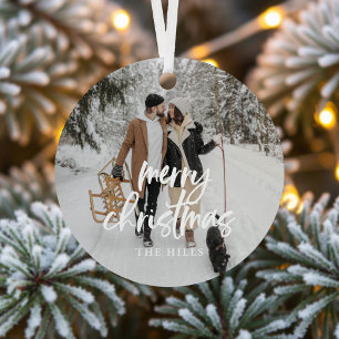 Calligraphy Merry Christmas Foto Keramik Ornament