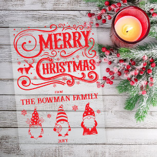 Calligraphy Merry Christmas Gnomes Familie Gruß Acryleinladungen