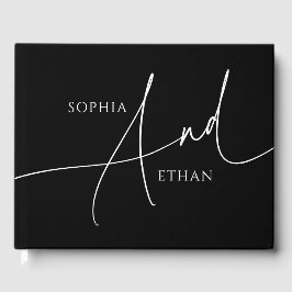 Calligraphy Minimalist Elegant Wedding Black Gästebuch