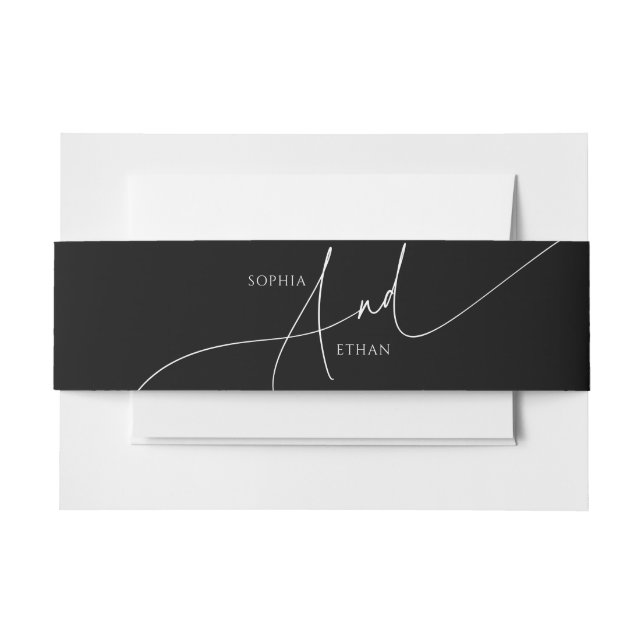 Calligraphy Minimalist Modern Wedding Black Einladungsbanderole (Vorderseite Beispiel)