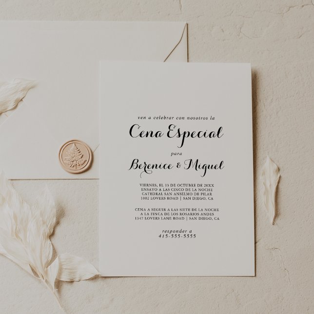 Calligraphy Minimalistisch Cena Especial Einladung (Von Creator hochgeladen)