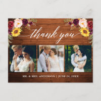 Calligraphy Mixed Floral Wedding Wood Vielen Dank