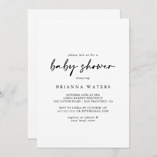 Calligraphy Modern Elegant Baby Shower Einladung