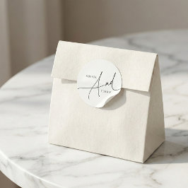 Calligraphy Monogram Minimalist Wedding Runder Aufkleber