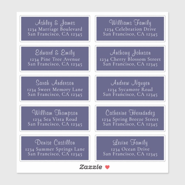 Calligraphy Navy Blue Wedding Guest Address Labels (Blatt)