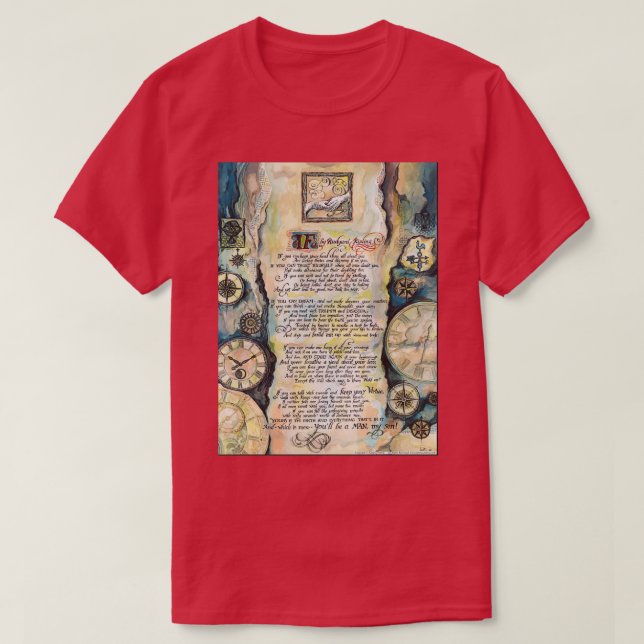 Calligraphy of the poem IF by Rudyard Kipling T-Shirt (Design vorne)
