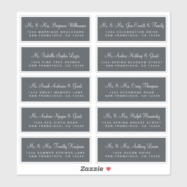 Calligraphy Off-Black Wedding Guest Address Labels (Blatt)