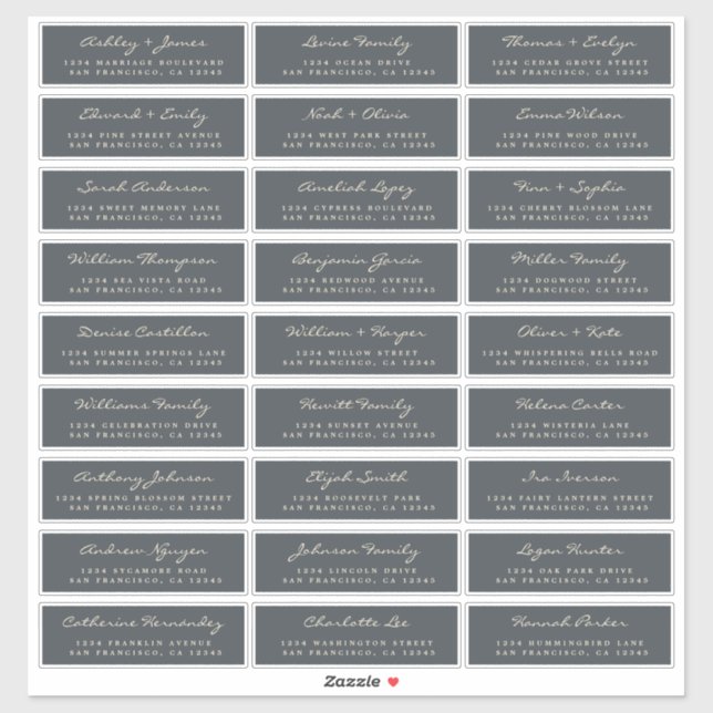 Calligraphy Off-Black Wedding Guest Address Labels (Blatt)