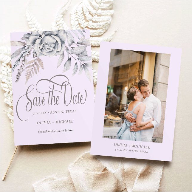 Calligraphy Pastel Beige Blume Save the Date (Von Creator hochgeladen)