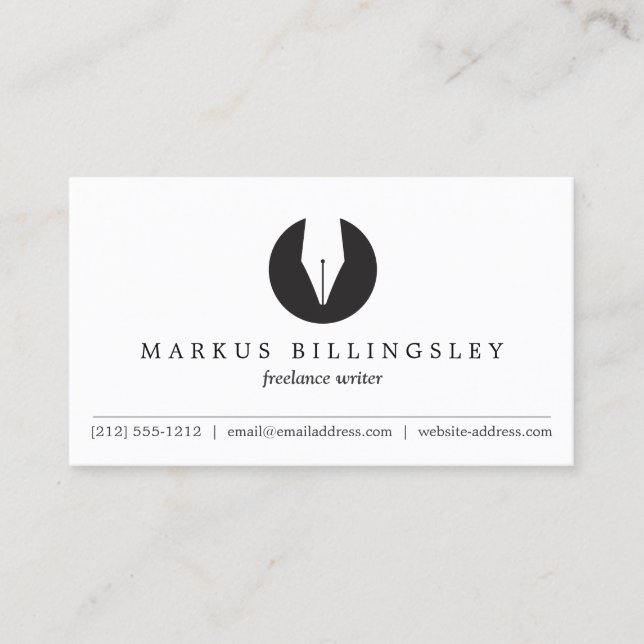 CALLIGRAPHY PEN NIB LOGO 3 für Autoren oder Schrif Visitenkarte (Vorderseite)