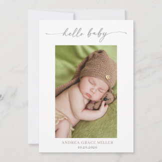 Calligraphy Photo Hello Baby Announcement Card Einladung