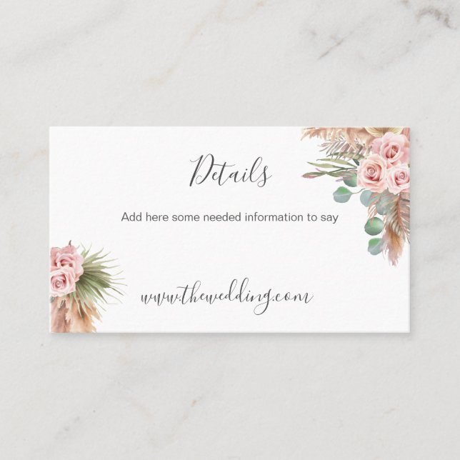 Calligraphy Rustic Boho Floral Wedding Webbus Visitenkarte (Vorderseite)