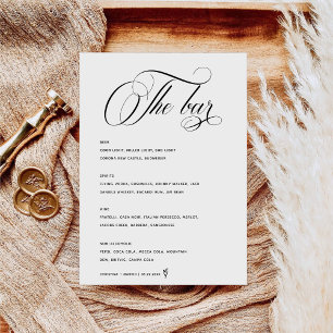 Calligraphy Script Bar Menu Cheers Wedding Sign Poster