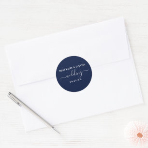 Calligraphy Script Blue Wedding Umschlag Aufkleber