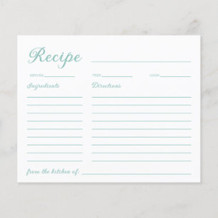 Calligraphy Script-Brautparty-Rezept-Karte