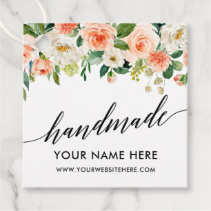 Calligraphy Script Coral Floral Handmade Geschenkanhänger