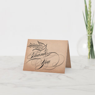Calligraphy Script Dove Thank You Dankeskarte