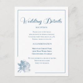 Calligraphy Script Dusty Blue Floral Wedding Begleitkarte