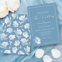 Calligraphy Script Dusty Blue White Floral Wedding