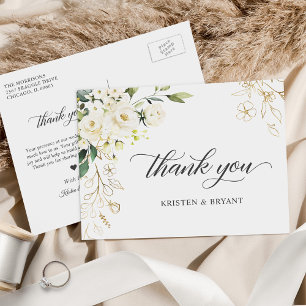 Calligraphy Script Garden Floral Wedding Vielen Da Postkarte