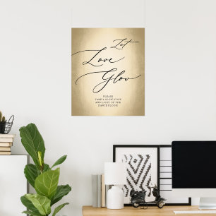 Calligraphy Script Gold Gelassen Liebe Glow Weddin Poster