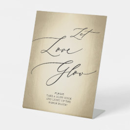 Calligraphy Script Gold Gelassen Liebe Glow Weddin Sockelschild