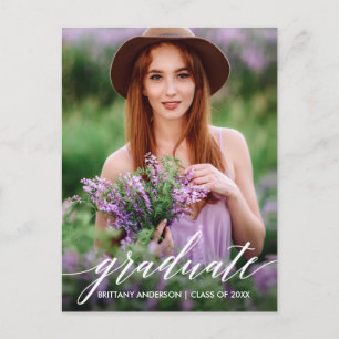 Calligraphy Script Graduation Party Foto Einladungspostkarte