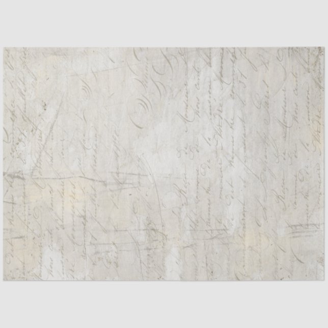 Calligraphy Script Gray Beige Marble Decoupage Seidenpapier (Vorderseite)