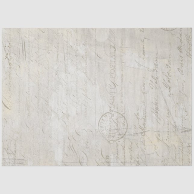 Calligraphy Script Gray Beige Marble Decoupage Tis Seidenpapier (Vorderseite)