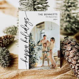 Calligraphy Script Happy Holidays Arch Foto Feiertagskarte