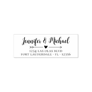 Calligraphy Script Heart Wedding Rücksendeadresse Permastempel