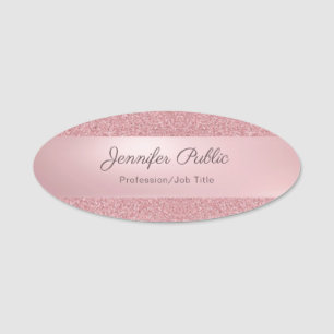 Calligraphy Script Moderne Rose Gold Glitzer Chic Namensschild