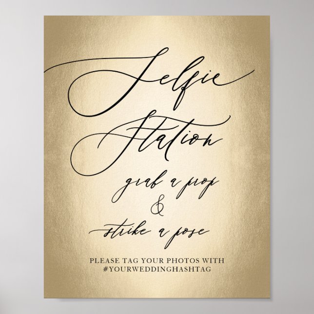Calligraphy Script Selfie Station Wedding Sign Poster (Vorne)