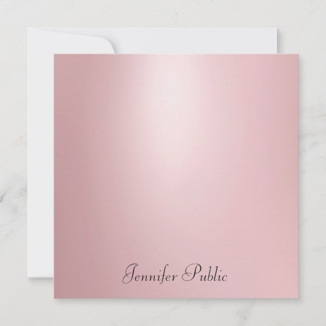 Calligraphy Script Template Elegante Rose Gold Mitteilungskarte (Vorderseite)