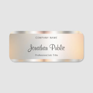 Calligraphy Script Text Silver Template Elegant Namensschild
