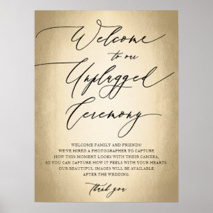 Calligraphy Script Unplugged Ceremony Wedding Sign Poster