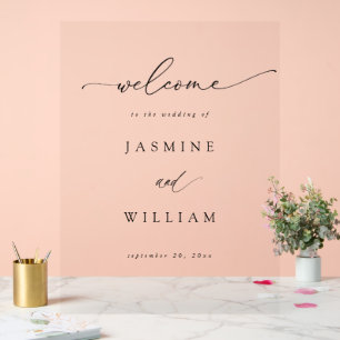 Calligraphy Simple Elegant Wedding Welcome - Black Acrylschild
