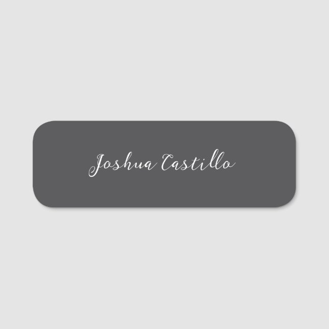 Calligraphy Simple Grey Professional Name Namensschild (Vorderseite)