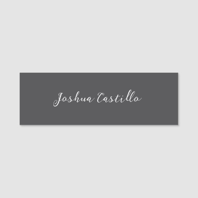Calligraphy Simple Grey Professional Name Namensschild (Vorderseite)