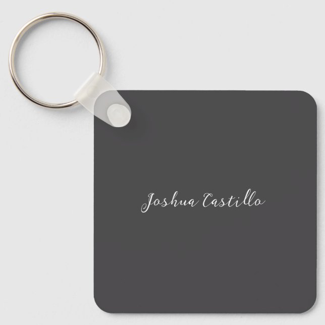 Calligraphy Simple Grey Professional Name Schlüsselanhänger (Vorderseite)