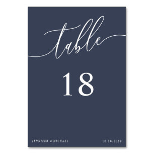 Calligraphy Simple Navy Script-Schriftzeichen Tischnummer