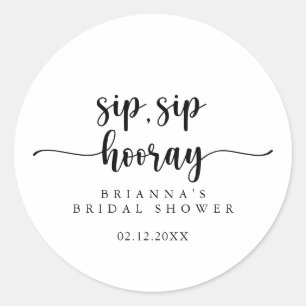 Calligraphy Sip Hooray Brautparty Runder Aufkleber