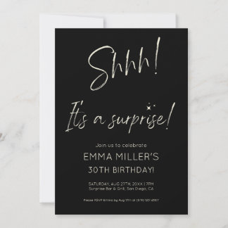 Calligraphy Surprise Birthday Minimalist Einladung